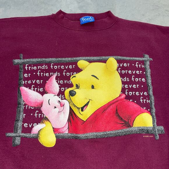 VTG Winnie The Pooh Piglet Friends Forever Sweatshirt Crewneck M-L USA Made - Picture 4 of 4